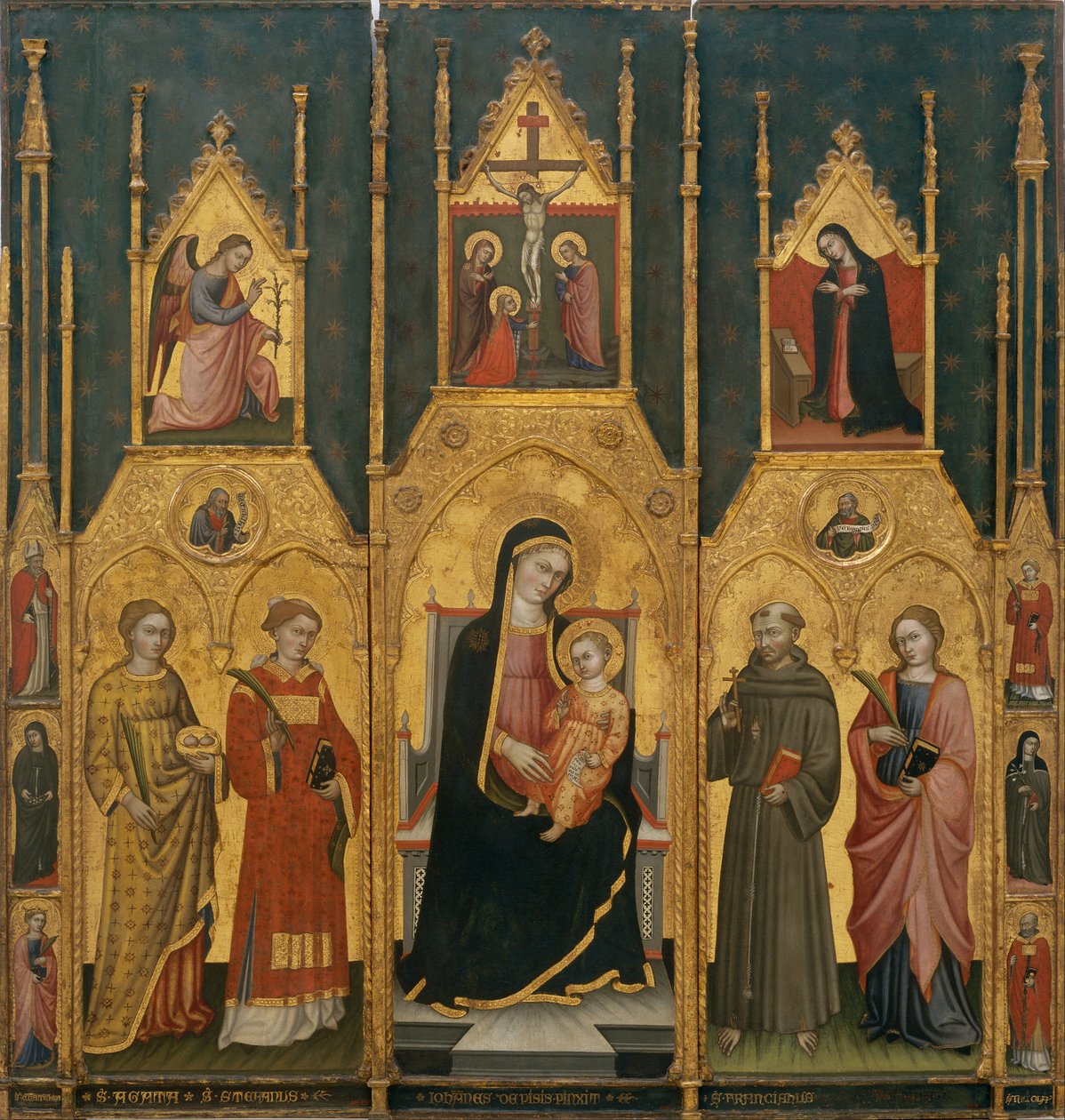 Altarpiece of the Virgin with Saints Agatha, Stephen, Francis and a Martyr Saint by Lo Spagna