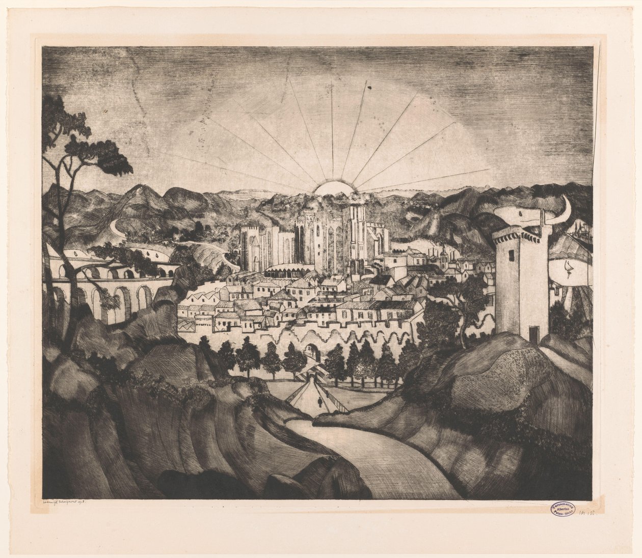 Avignon by Lodewijk Schelfhout (signed by artist)