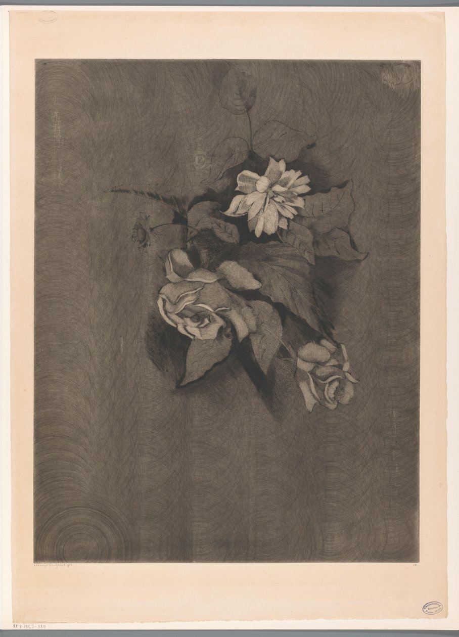 Flower Piece with Roses by Lodewijk Schelfhout (signed by artist)