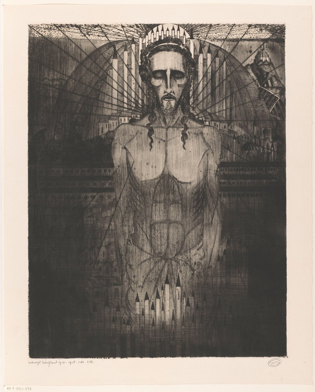 Christ Among Cathedrals by Lodewijk Schelfhout (signed by artist)