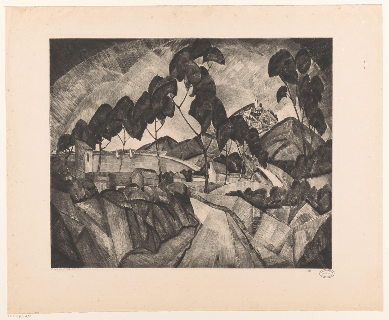 Hilly Landscape in Provence by Lodewijk Schelfhout (signed by artist)