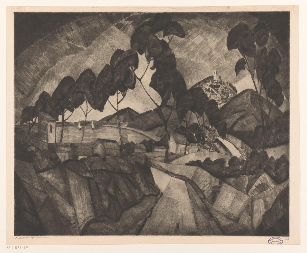 Hilly Landscape in Provence by Lodewijk Schelfhout (signed by artist)