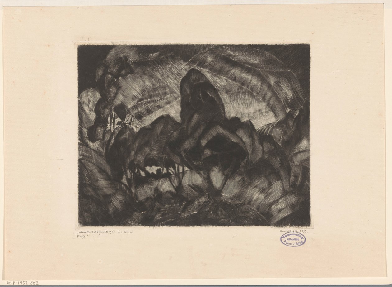 Hilly Landscape with Trees (original title: Les Arbres) by Lodewijk Schelfhout (signed by artist)