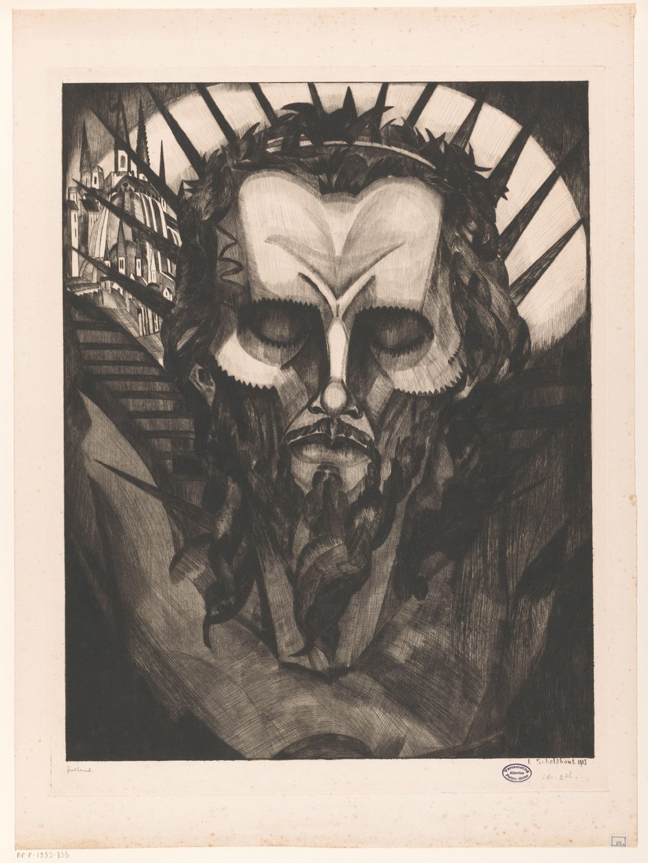 Head of Christ by Lodewijk Schelfhout (signed by artist)