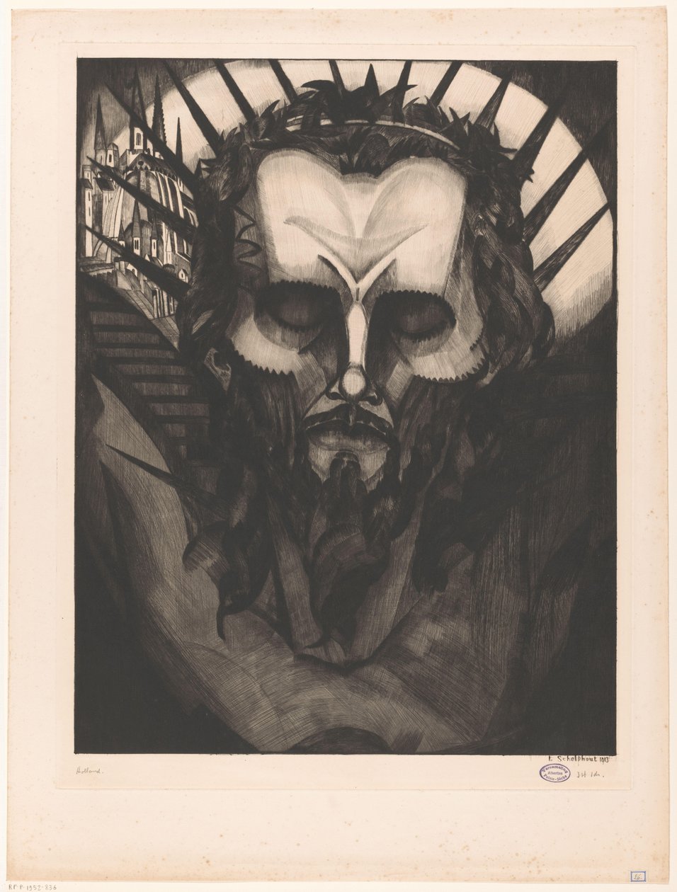 Head of Christ (Tête de Christ I) by Lodewijk Schelfhout (signed by artist)