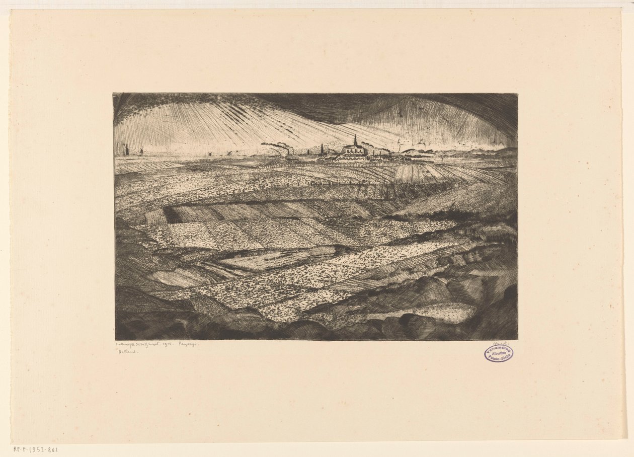 Landscape with Fields (Paysage) by Lodewijk Schelfhout (signed by artist)
