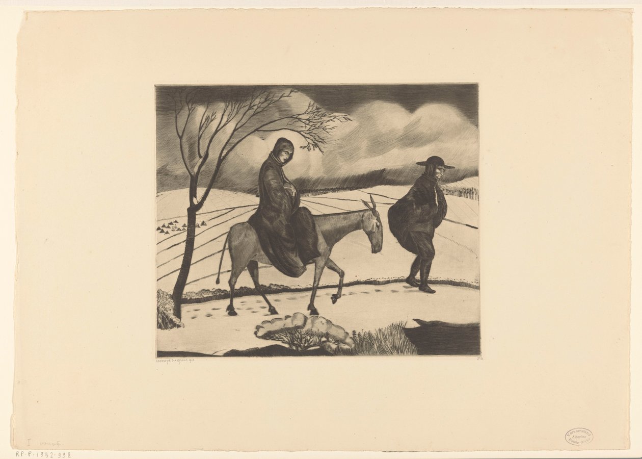 Flight to Egypt by Lodewijk Schelfhout (signed by artist)