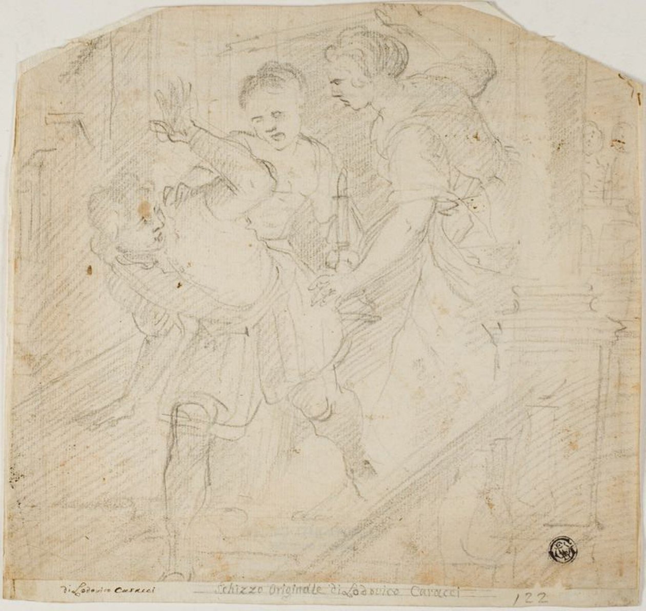 Two Women Chasing a Man by Lodovico Carracci