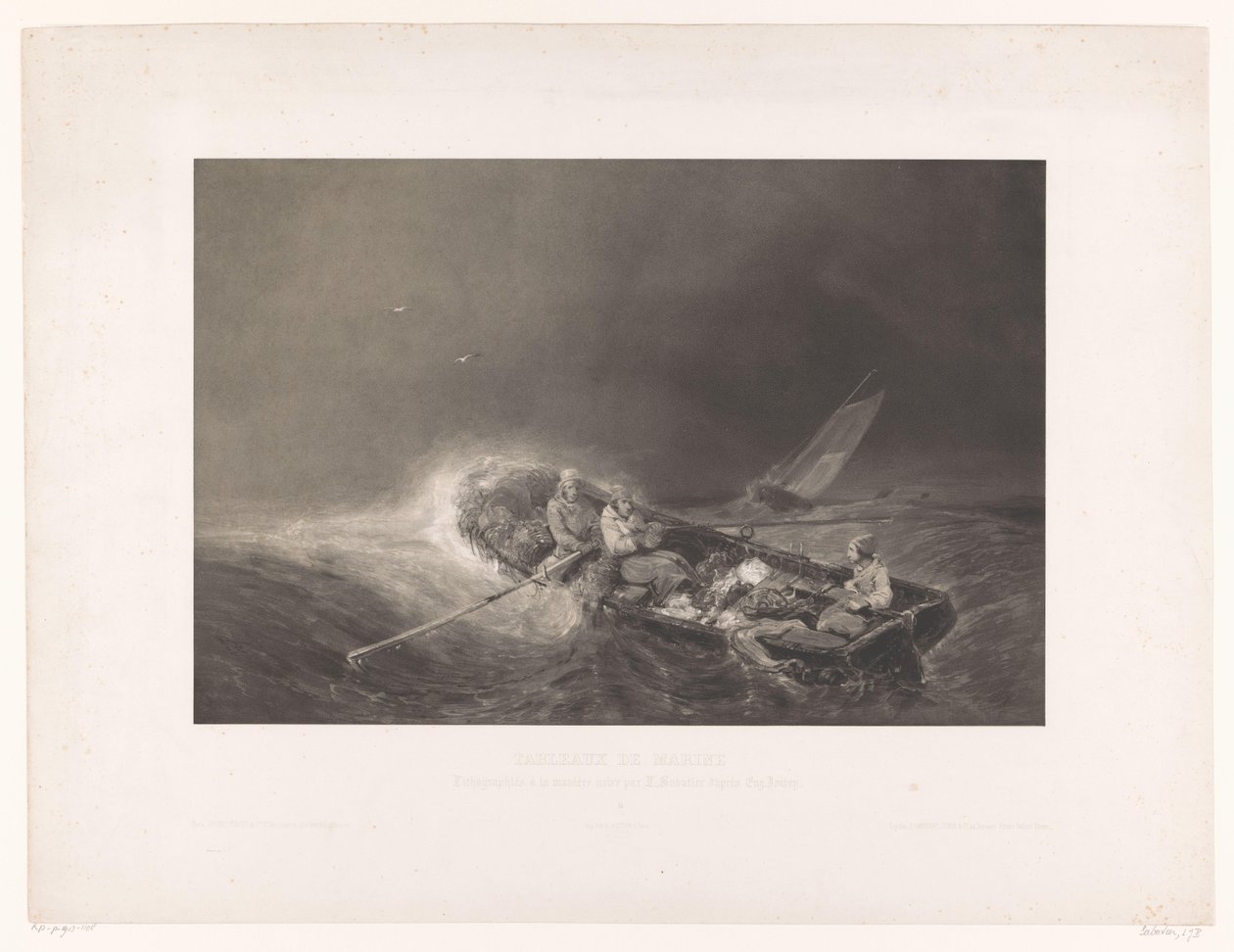 Fishermen in a Rowboat at Sea (Marine Views) by Léon Jean Baptiste Sabatier