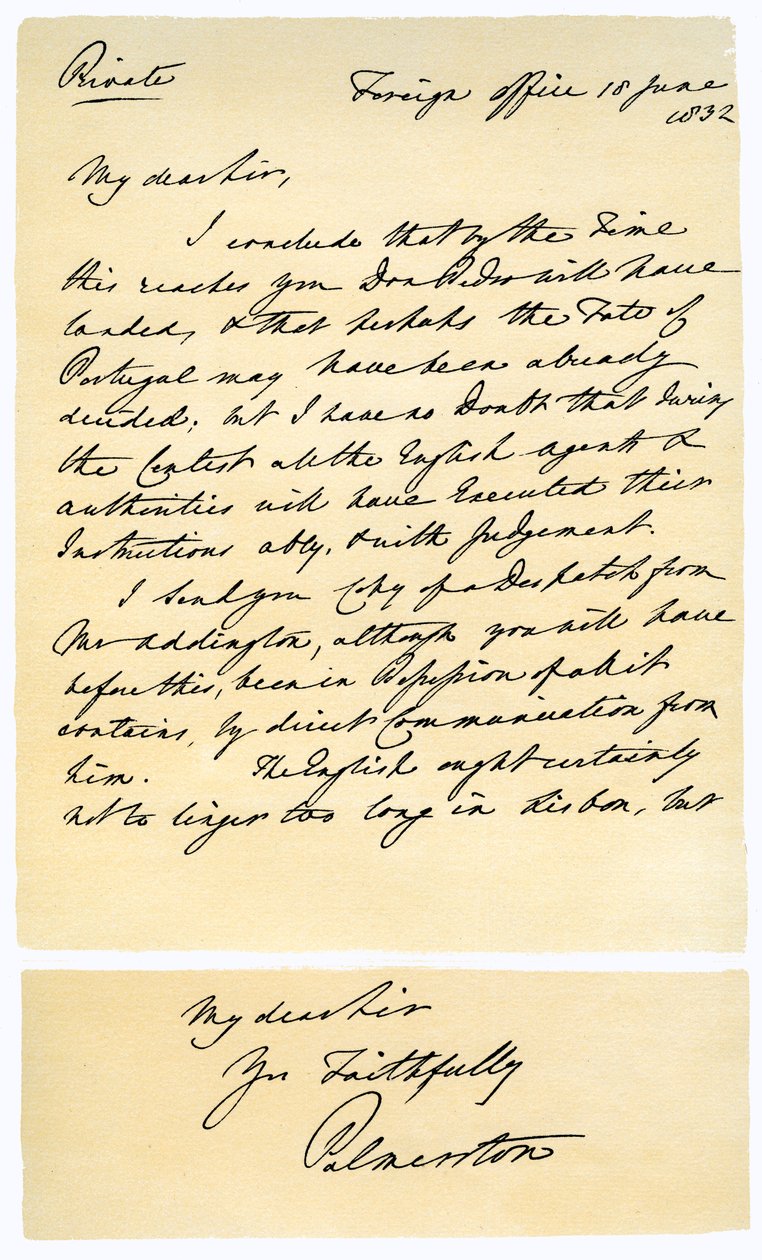 Letter from Henry John Temple to RB Hoppner, 18th June 1832 by Lord Palmerston