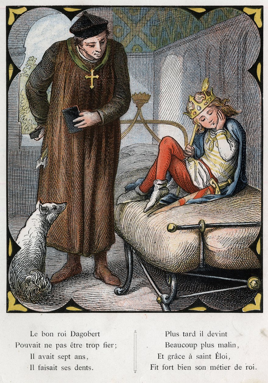 Illustration by Lorenz Frolich for the popular song “The Good King Dagobert”. Edition J. Hetzel. Around 1880. (Toothache) by Lorens Frolich