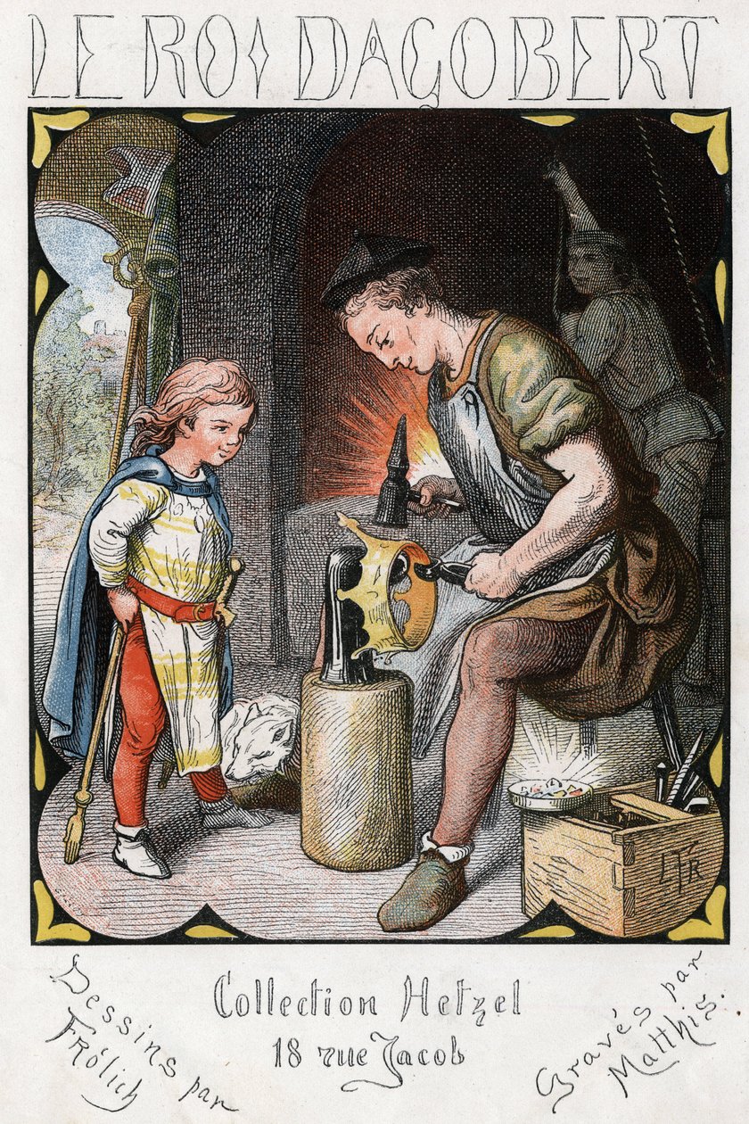 Illustration by Lorenz Frolich for the popular song “The Good King Dagobert”. Edition J. Hetzel. Around 1880 by Lorens Frolich
