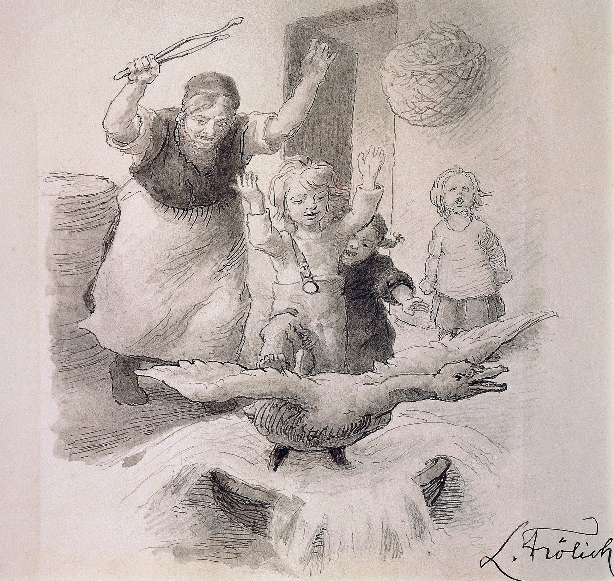 Ugly Duckling, Illustration for Fairy Tale by Hans Christian Andersen by Lorens Frolich