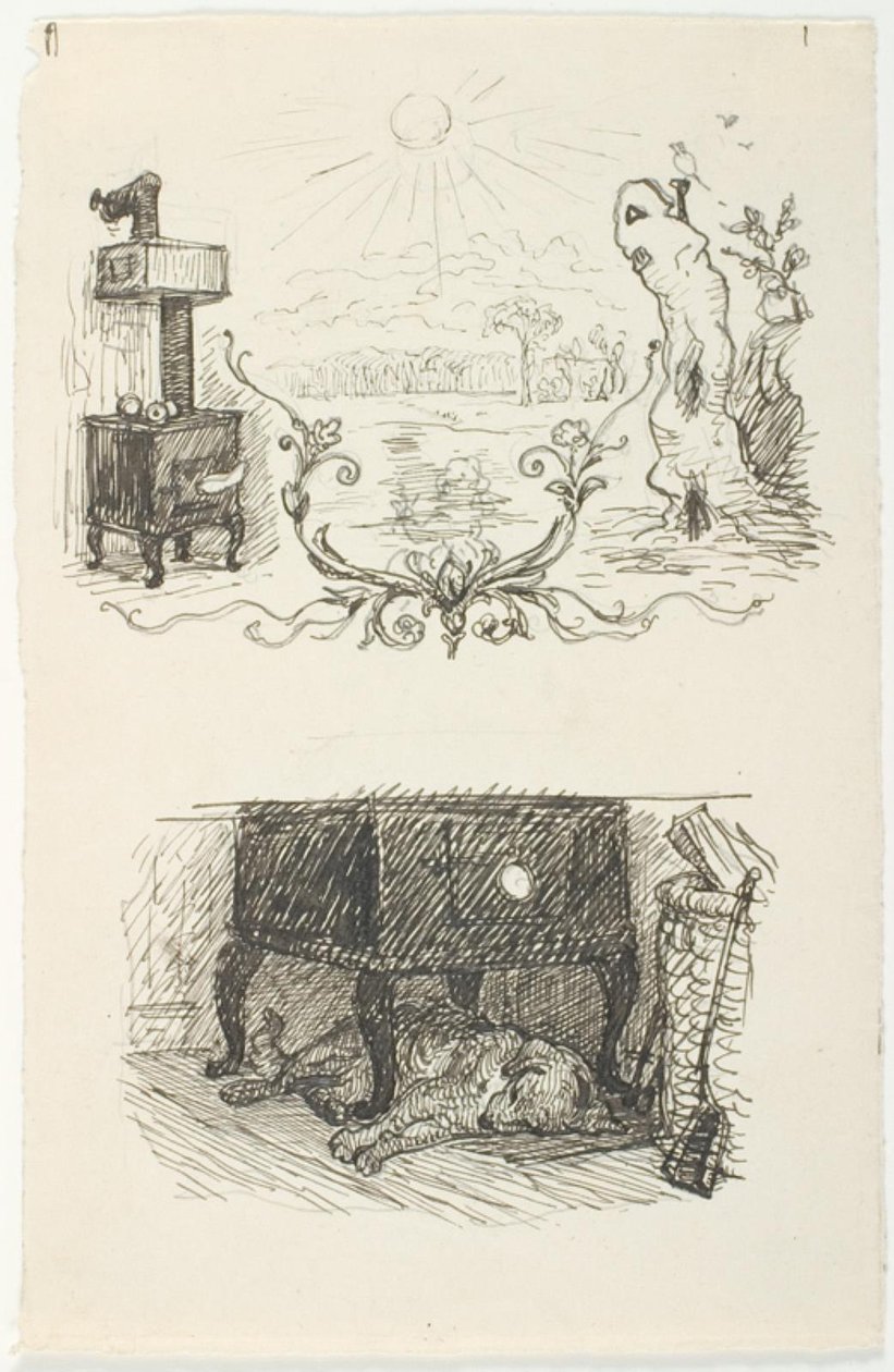 Two Drafts for Illustrations to The Snowman by Lorenz Frølich