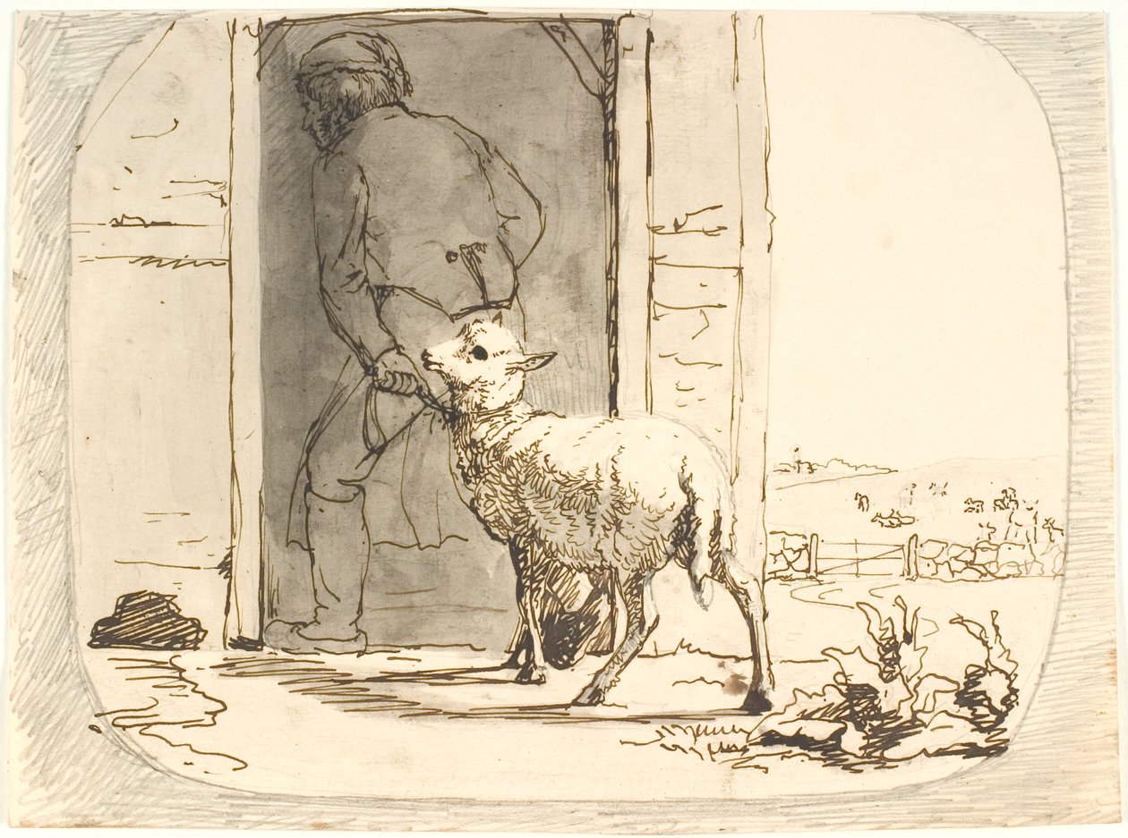 A Lamb is Led into the Stable by Lorenz Frølich