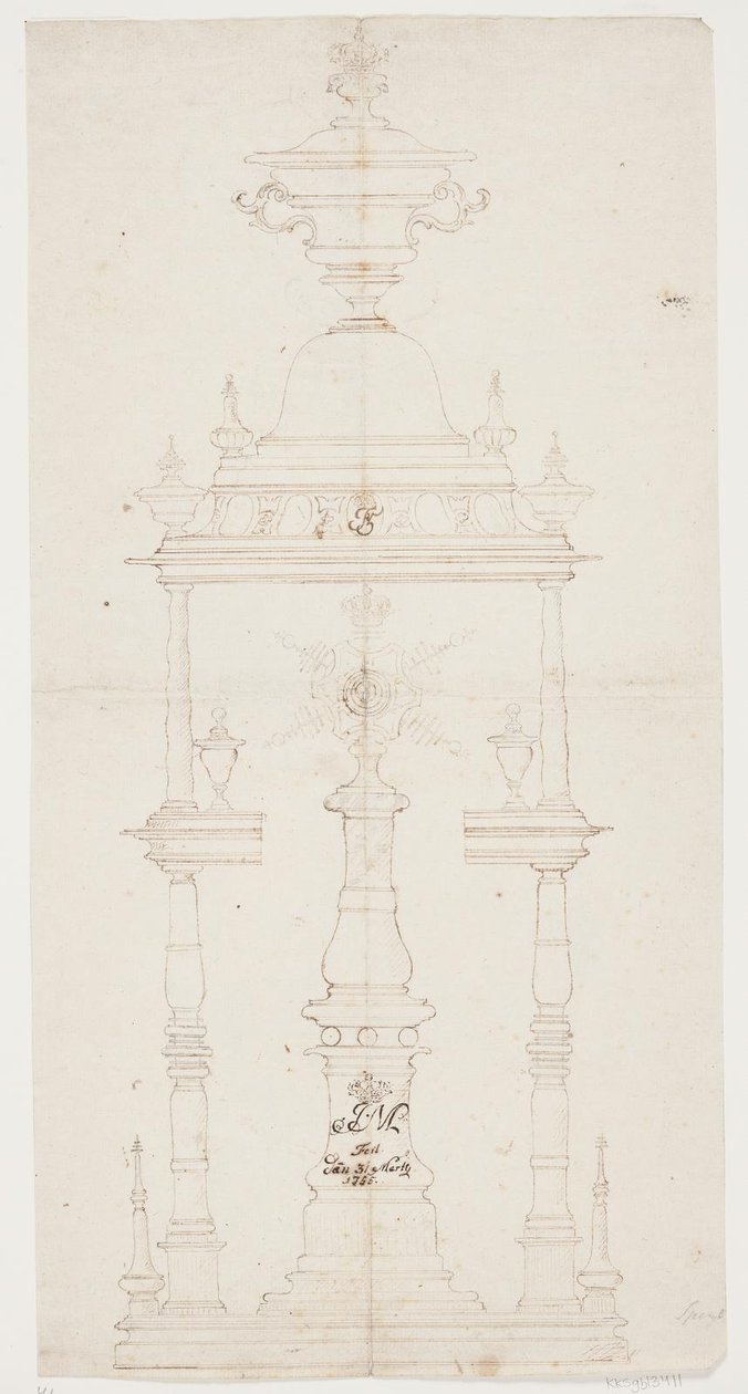 Draft for a Turned Stand with Queen Juliane Marie