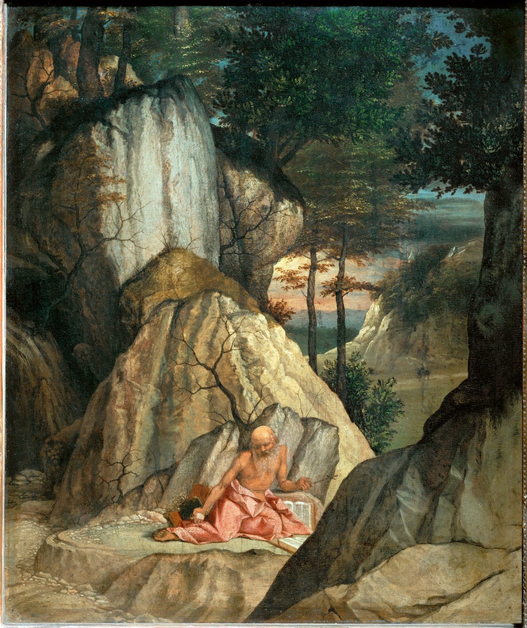 Saint Jerome Meditating in the Desert by Lorenzo (workshop of) Lotto