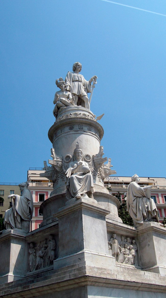Monument in tribute to the navigator Christopher Columbus. Marble sculpture by Lorenzo Bartolini (1777-1850). Piazza Acquaverde Genoa, Italy by Lorenzo Bartolini