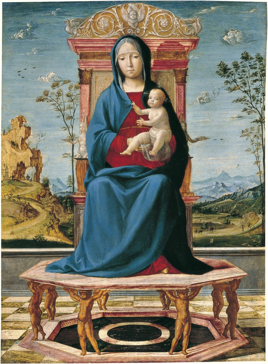 The Virgin and Child Enthroned by Lorenzo Costa
