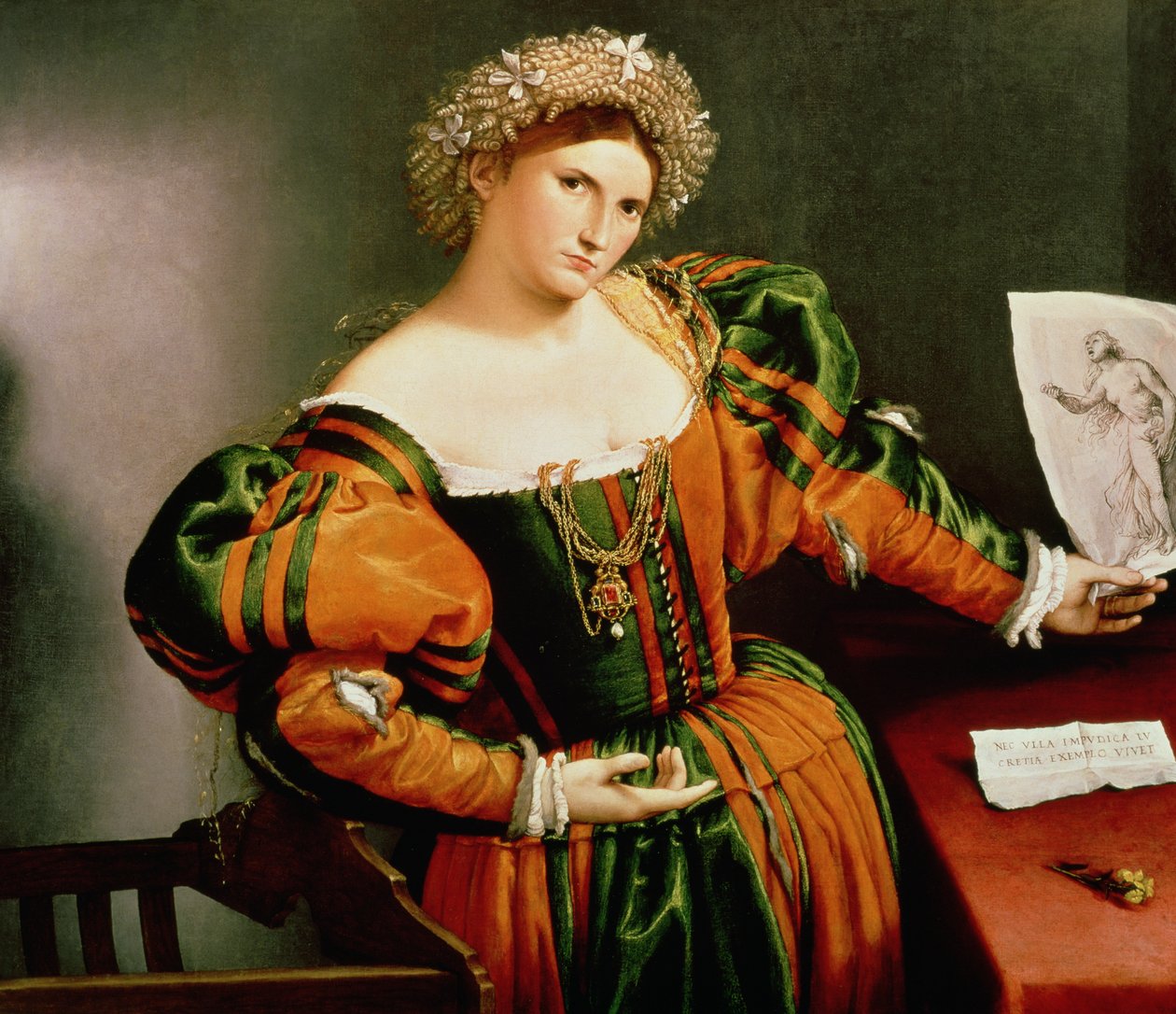 A Lady with a Drawing of Lucretia, c.1530-33 by Lorenzo Lotto