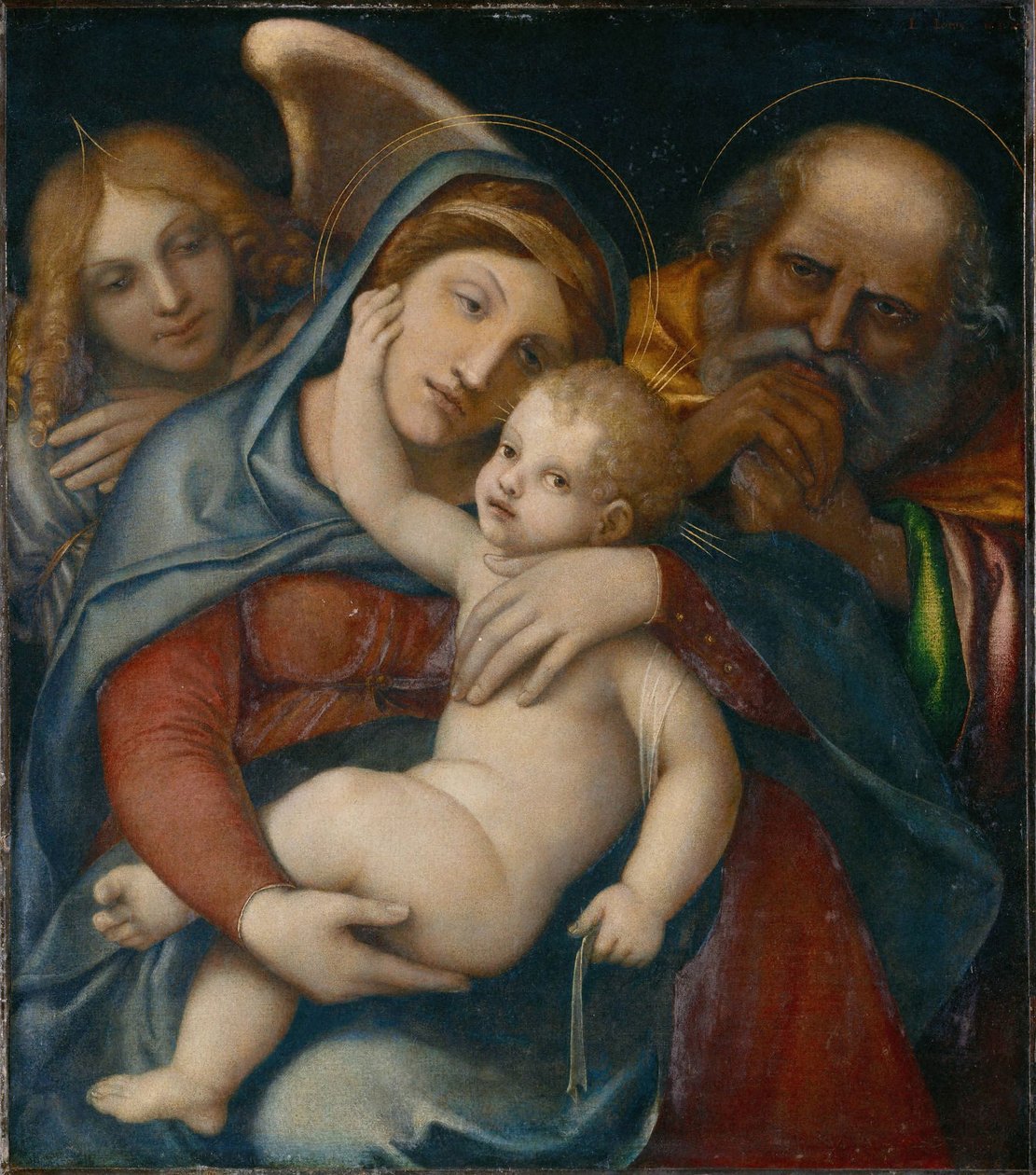 Holy Family with Angel Gabriel by Lorenzo Lotto