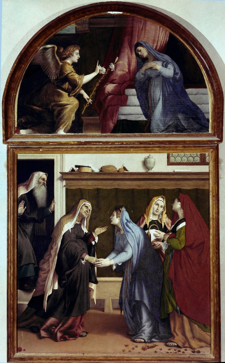 The Annunciation (Part of the Altarpiece of the Visitation) by Lorenzo Lotto