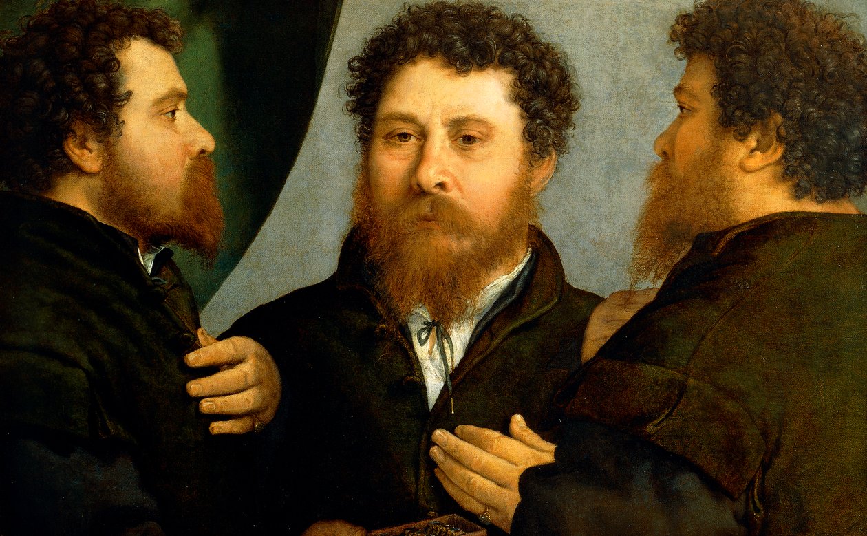 Triple portrait of goldsmith by Lorenzo Lotto