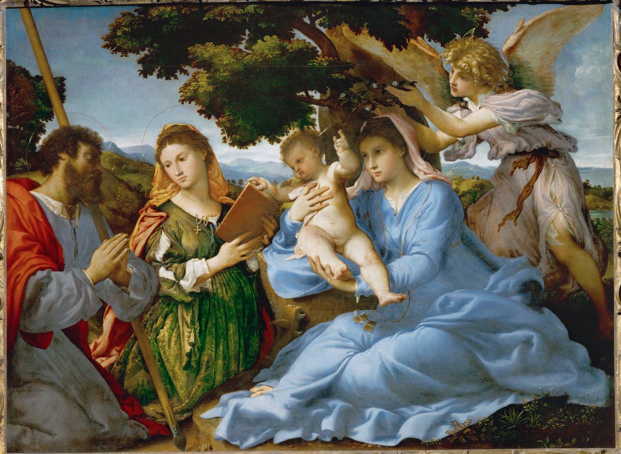 Virgin and Child with Saint Catherine of Alexandria and Saint James the Elder by Lorenzo Lotto