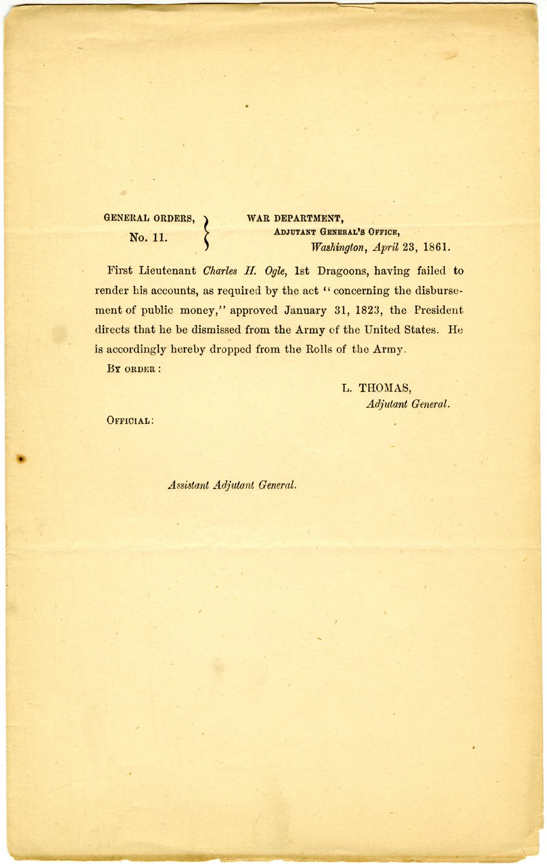 General Orders, No. 11, War Department, Adjutant General