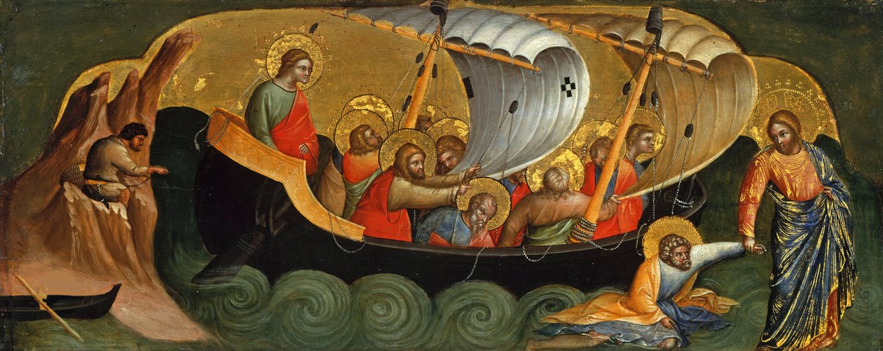 Christ Rescuing Peter from Drowning, Predella Panel by Lorenzo Veneziano