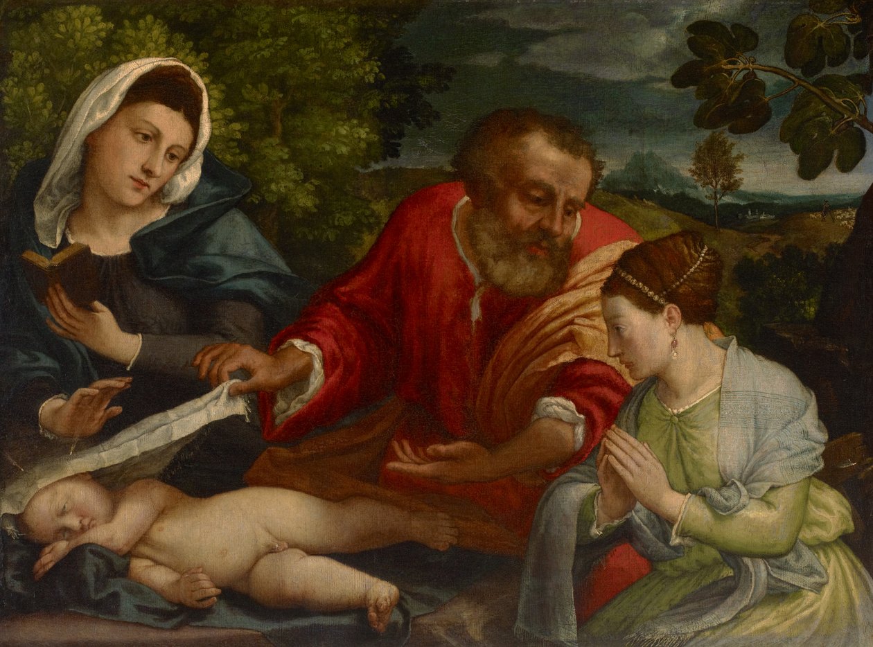 The Holy Family with a Donatrix as Saint Catherine of Alexandria by Lorenzo attr. to Lotto
