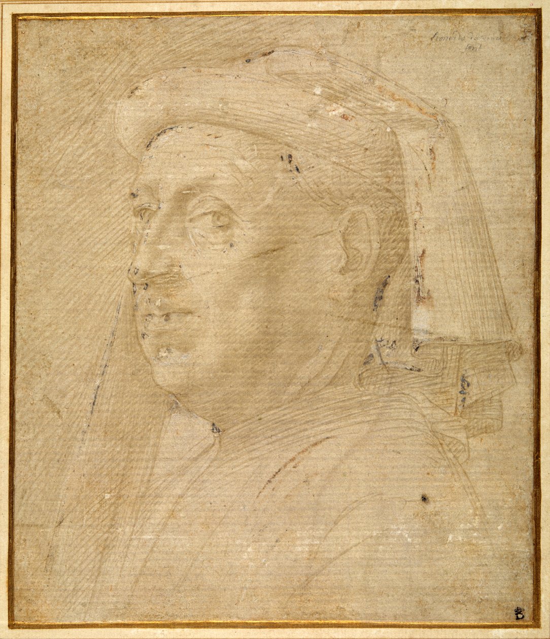 Bust of a man wearing a chaperon by Lorenzo di Credi