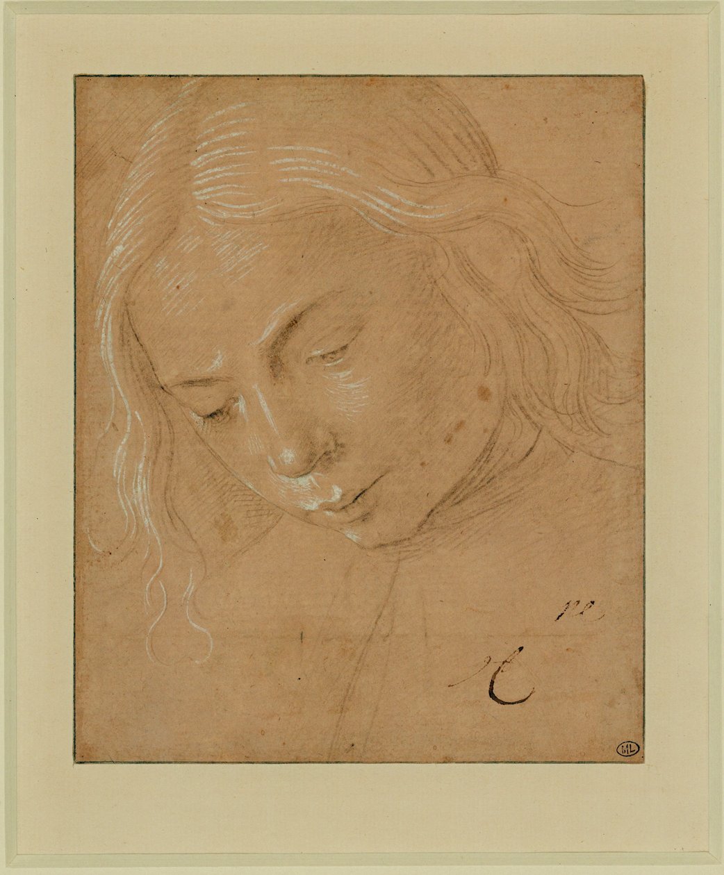 Portrait of a Young Man, Three-Quarter Profile, Bent Forward by Lorenzo di Credi