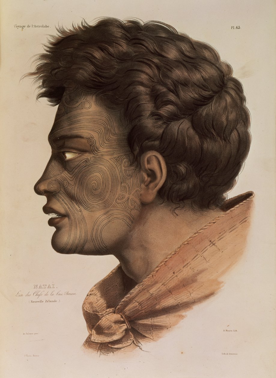 Natai, a Maori chief from Bream Bay, New Zealand, plate 63 from 