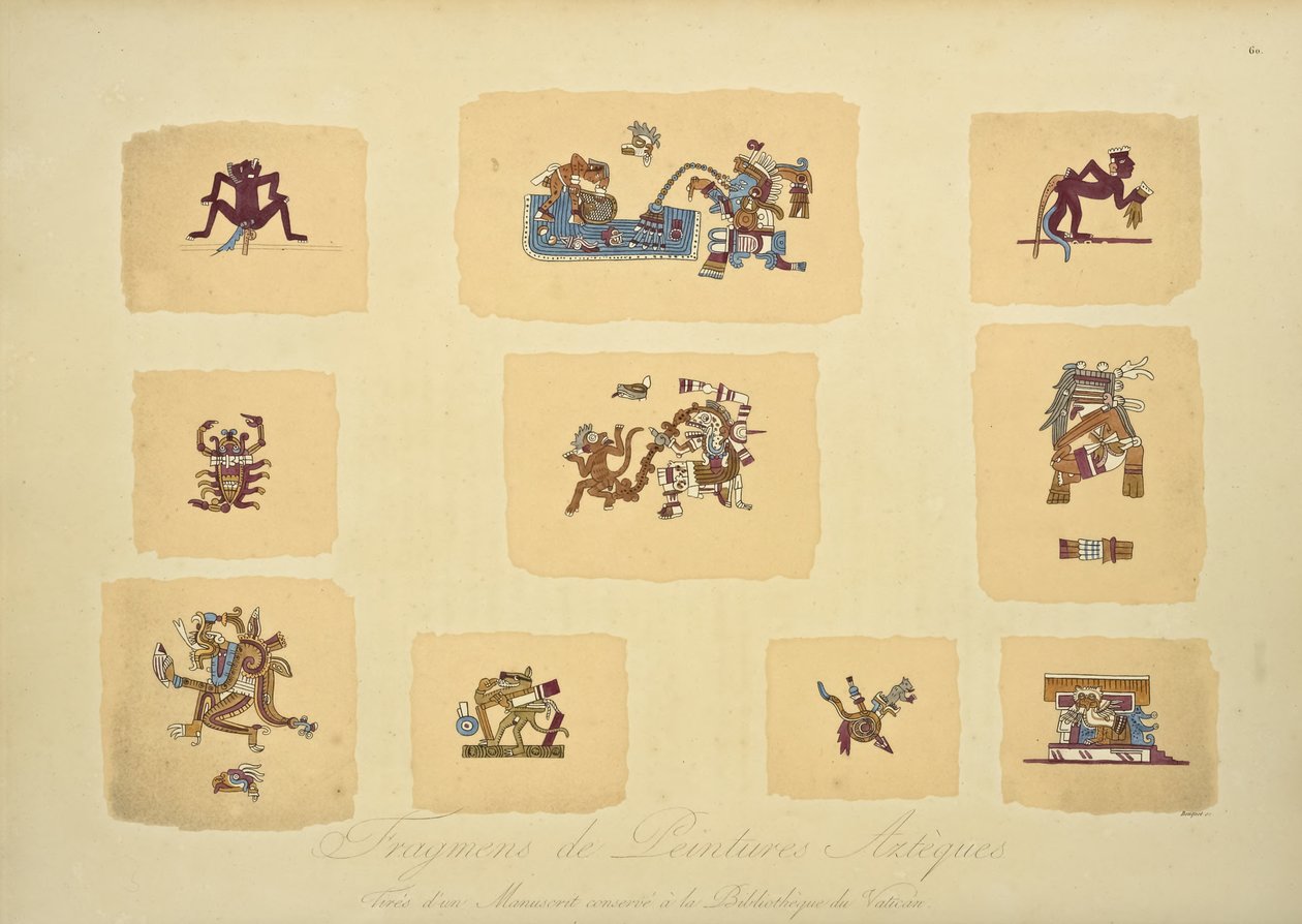 Fragments of Aztec Paintings, from the Manuscript Conserved in the Vatican Library, illustration from Vues des Cordillères et Monumens des Peuples Indigènes de l