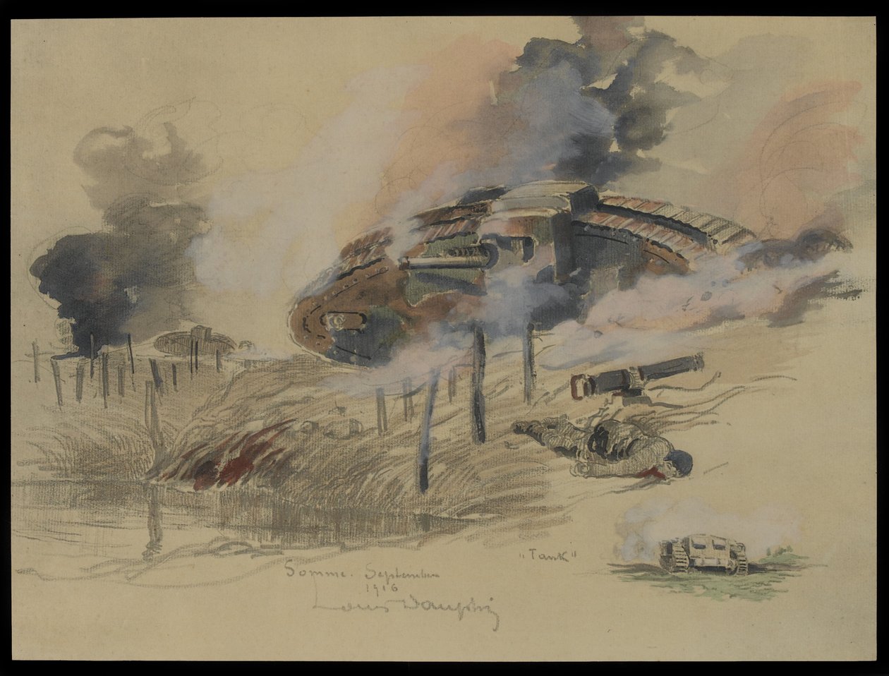 Tank on the Somme, September 1916 by Louis Dauphin