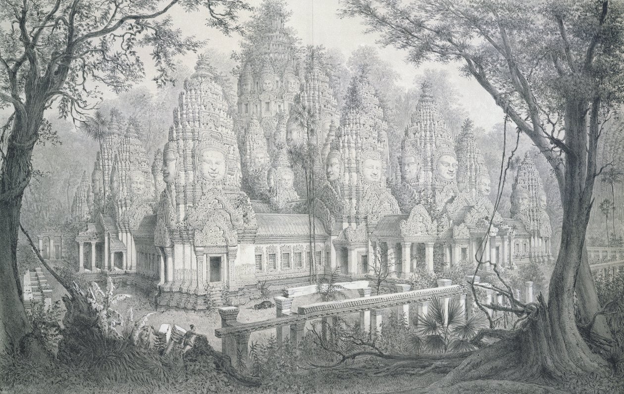 Ruins of Bayon, Cambodia, 1873 by Louis Delaporte