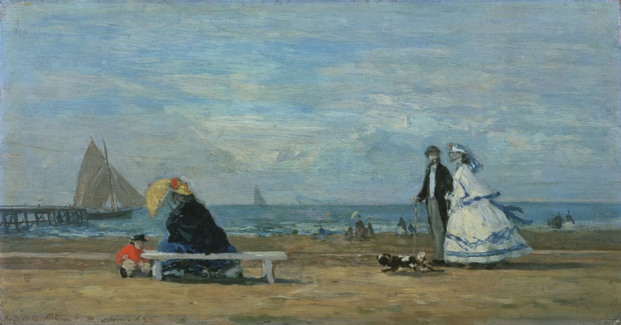 Beach at Trouville by Eugene Louis Boudin