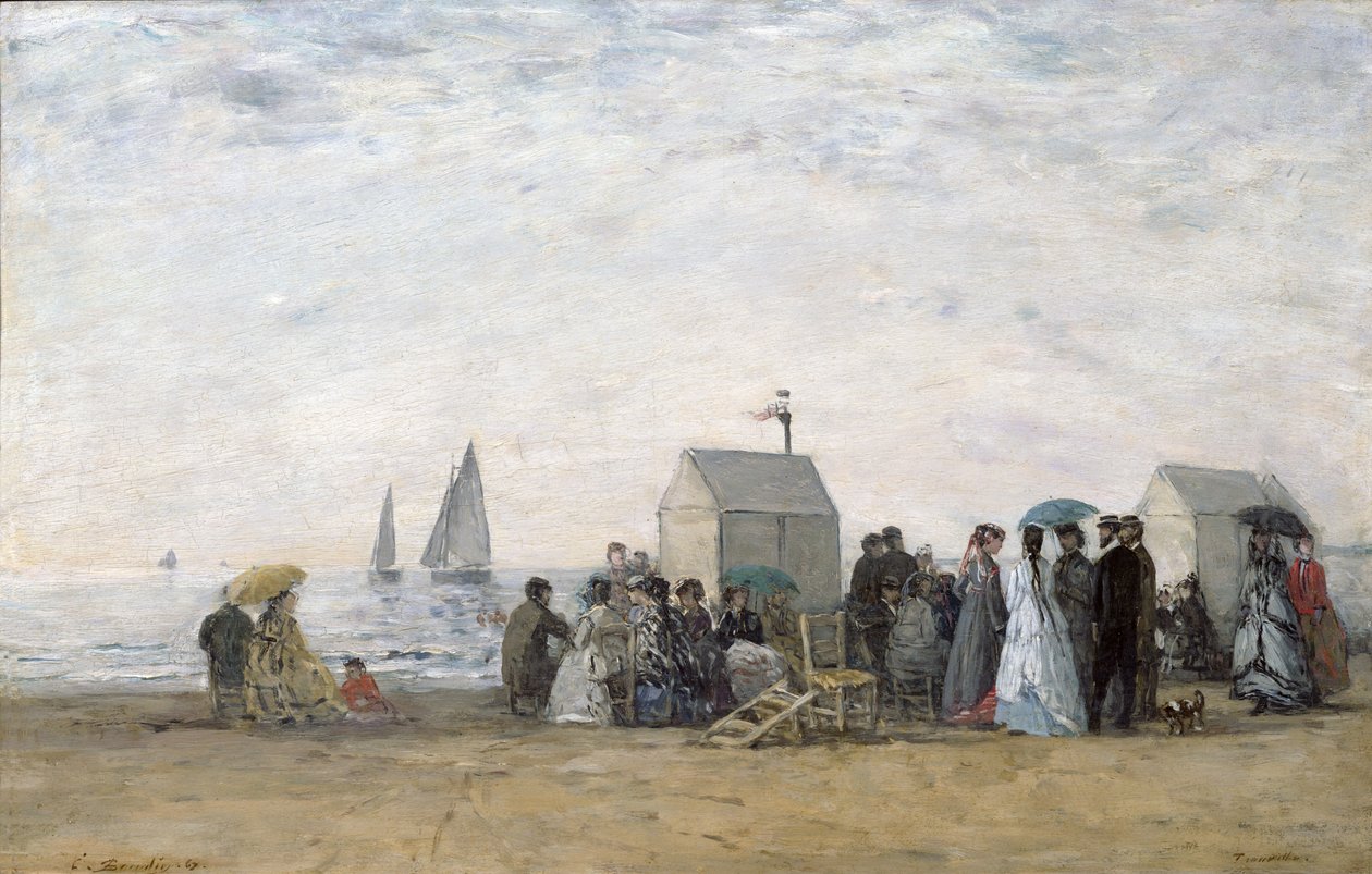 The Beach at Trouville by Eugene Louis Boudin