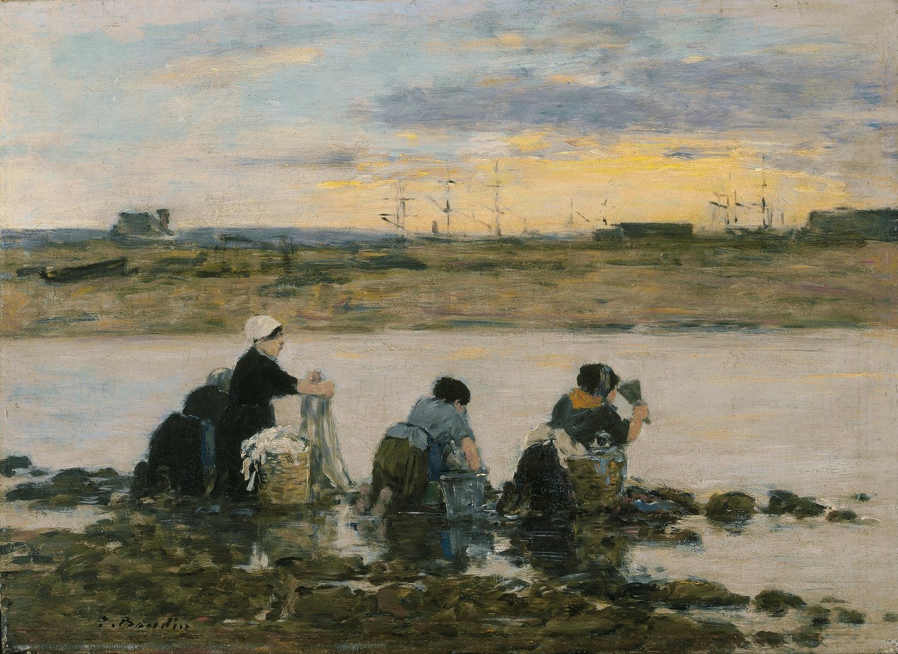 Washerwomen by the River by Eugene Louis Boudin