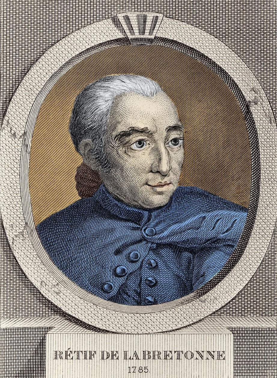 Portrait of Restif de La Bretonne (1734-1806) - by Binet, engraving by Louis (after) Binet