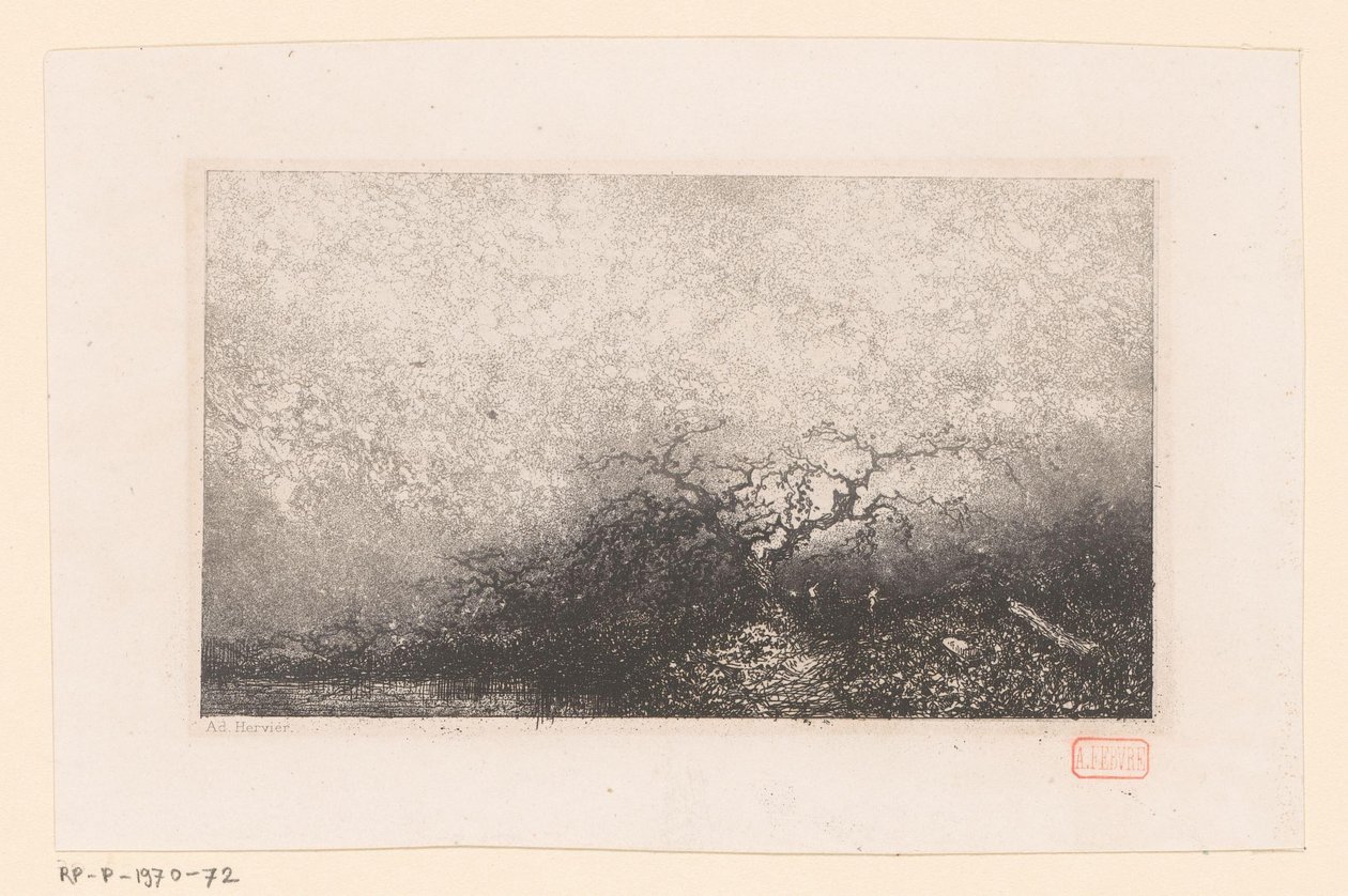 Landscape with a Tree by a Pool by Louis Adolphe Hervier