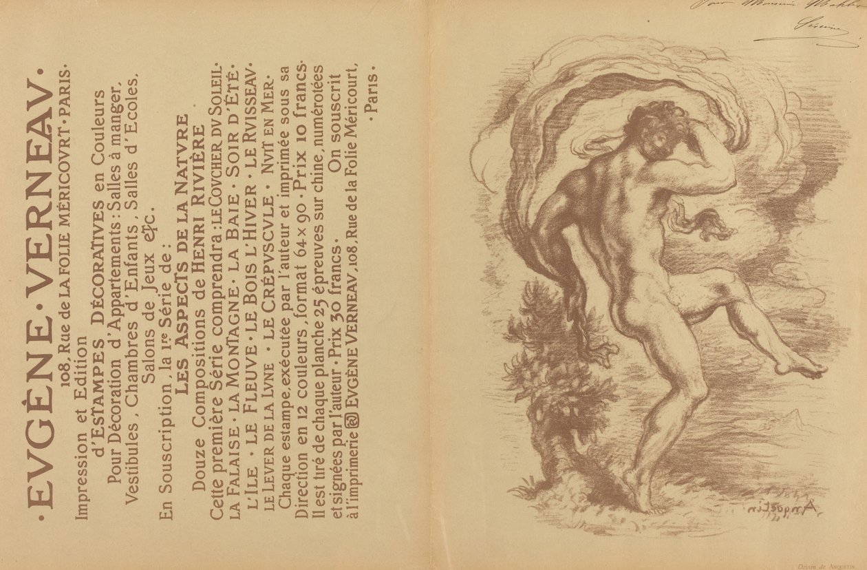 Dancing Nude and Advertisement for Eugène Verneau