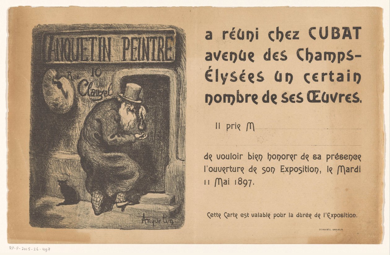Invitation to an Exhibition of Paintings by Louis Anquetin by Louis Anquetin