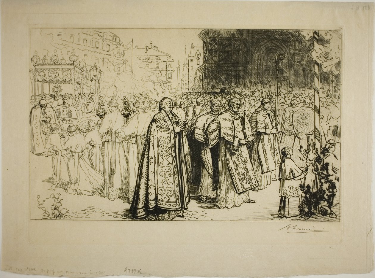 Re-entry of the Procession into Nantes Cathedral by Louis Auguste Lepère