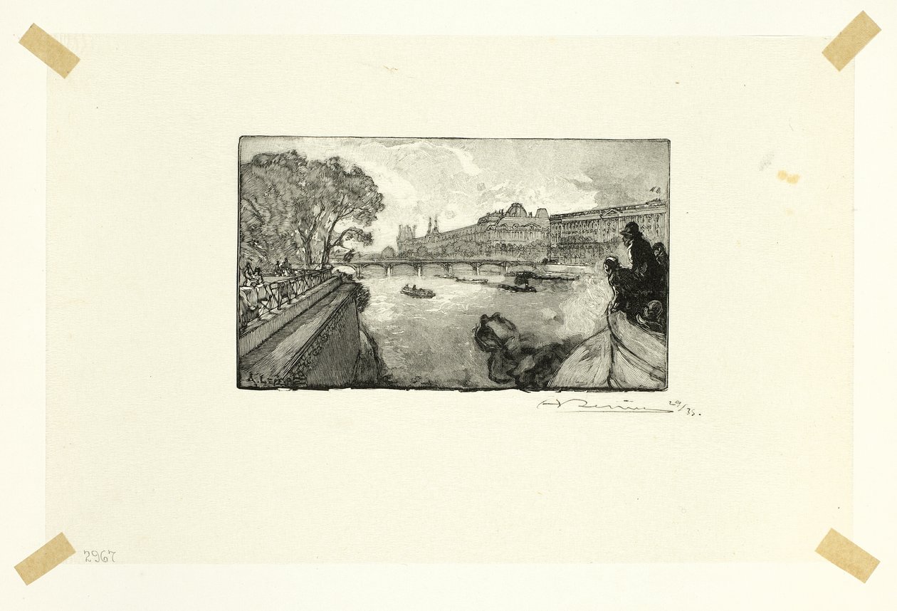 The Louvre, Viewed from the Pont-Neuf, plate thirteen from Along the Seine and the Boulevards by Louis Auguste Lepère