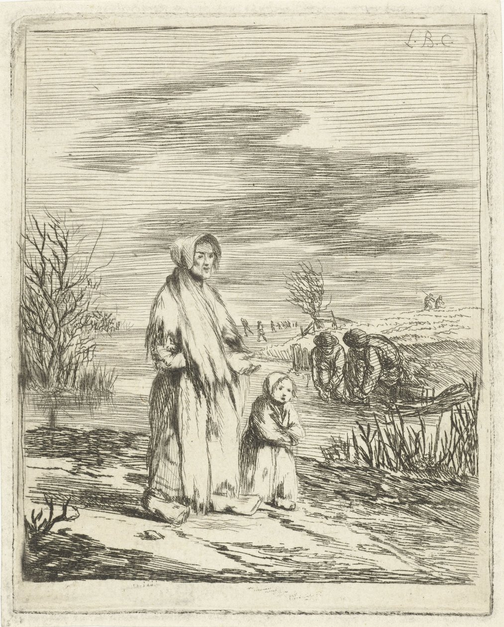 Beggar Woman with Child by a Ditch by Louis Bernard Coclers