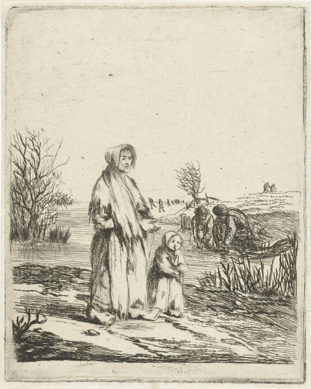 Beggar Woman with Child by a Ditch by Louis Bernard Coclers