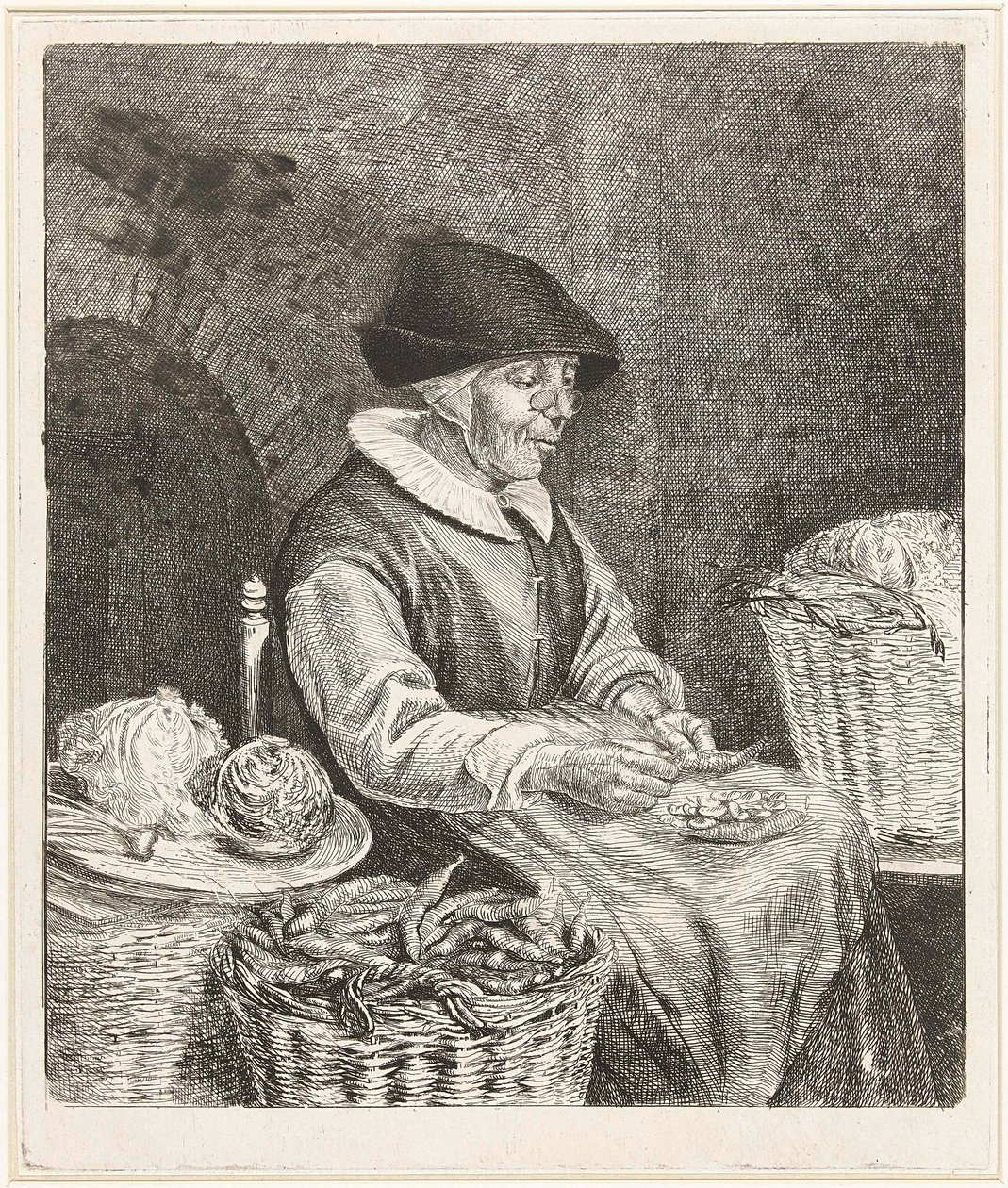 Old Woman Shelling Beans by Louis Bernard Coclers