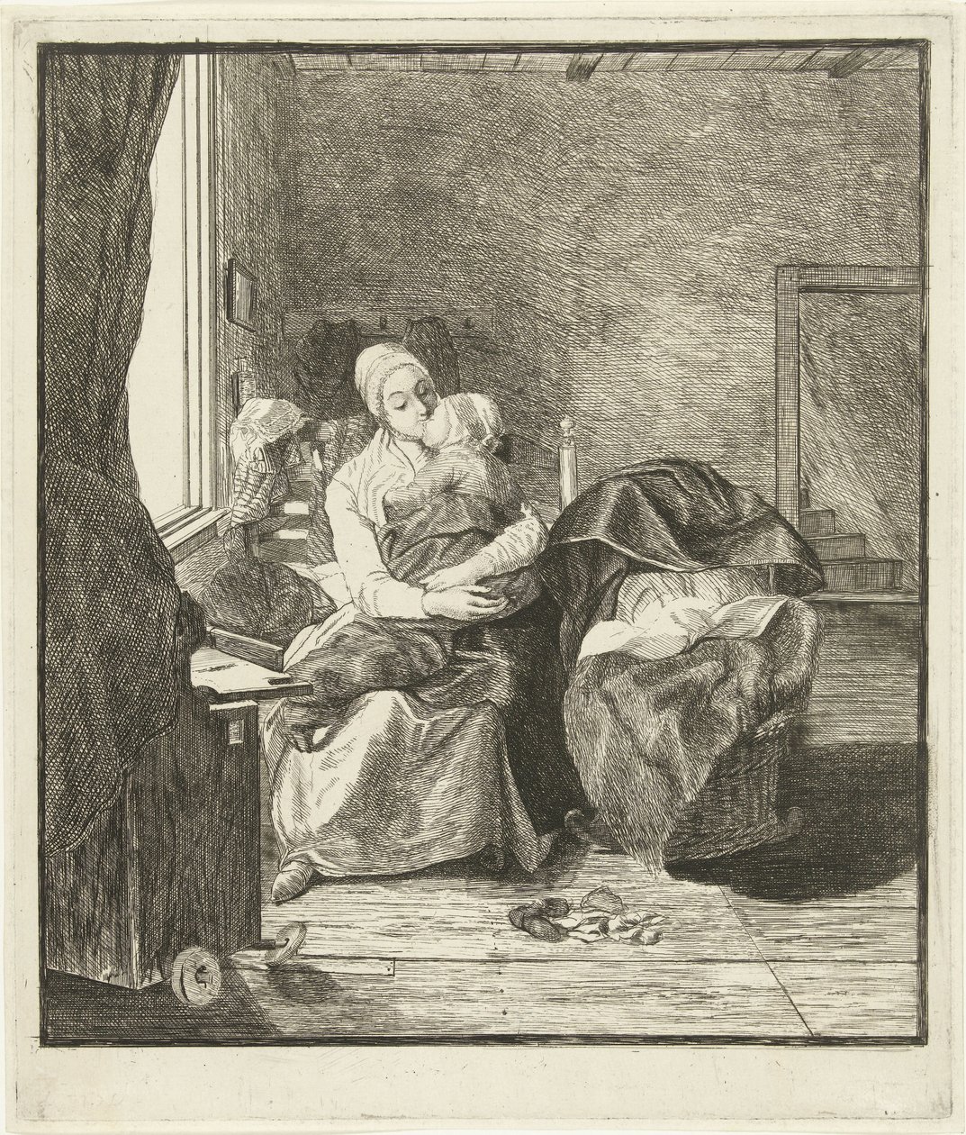 Mother with Sleeping Child by the Window by Louis Bernard Coclers